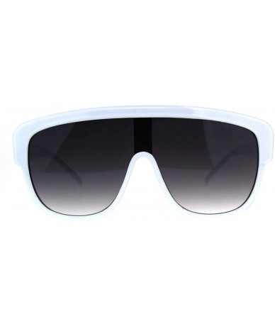 Shield Oversized Fashion Sunglasses Arched Top Futuristic Shield Frame UV 400 - White (Smoke) - CM18CTNZ2UU $20.81