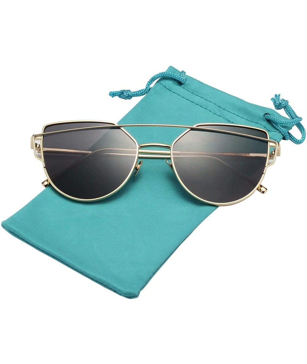 Cat Eye Street Fashion Cat Eye Mirrored Metal Sunglasses for Women 7805 - Gold - CJ18Q8U9TLG $23.07