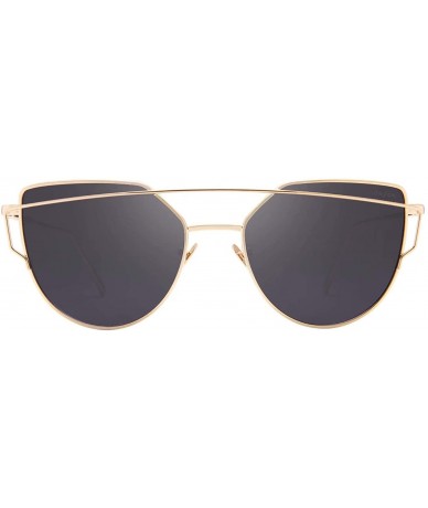 Cat Eye Street Fashion Cat Eye Mirrored Metal Sunglasses for Women 7805 - Gold - CJ18Q8U9TLG $23.07