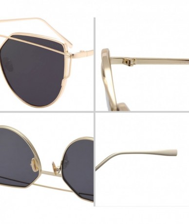 Cat Eye Street Fashion Cat Eye Mirrored Metal Sunglasses for Women 7805 - Gold - CJ18Q8U9TLG $23.07