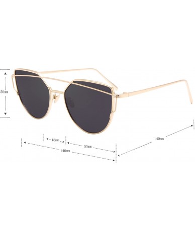 Cat Eye Street Fashion Cat Eye Mirrored Metal Sunglasses for Women 7805 - Gold - CJ18Q8U9TLG $23.07