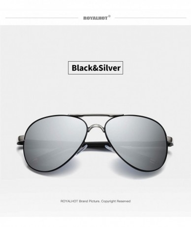 Aviator Polarized Sunglasses for Men Aviator Retro UV400 Protection HD 58mm - Black Silver - CK18XOET3EN $28.84