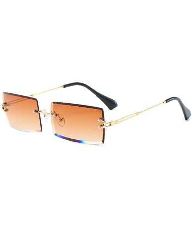 Oval Rectangle Sunglasses Women Men Brand Design Rimless Square Sun Glasses For Man Alloy Frame Gradient Sunglasses - CF1906U...