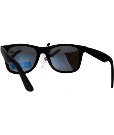 Square Polarized Mirror Lens Sunglasses Classic Square Unisex Fashion Shades - Black (Blue Mirror) - CF183298EGL $24.19