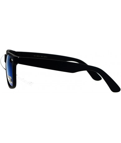 Square Polarized Mirror Lens Sunglasses Classic Square Unisex Fashion Shades - Black (Blue Mirror) - CF183298EGL $24.19