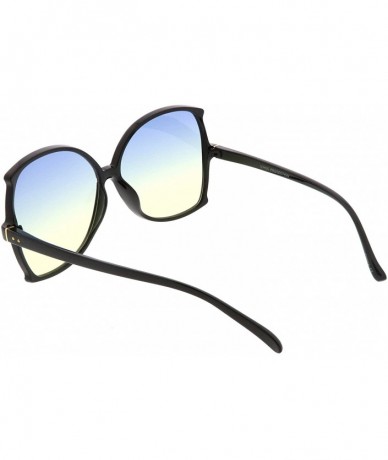 Butterfly Women's Oversize Slim Arms Color Tinted Lens Butterfly Sunglasses 61mm - Black / Blue Yellow - CT186H40SAR $20.19