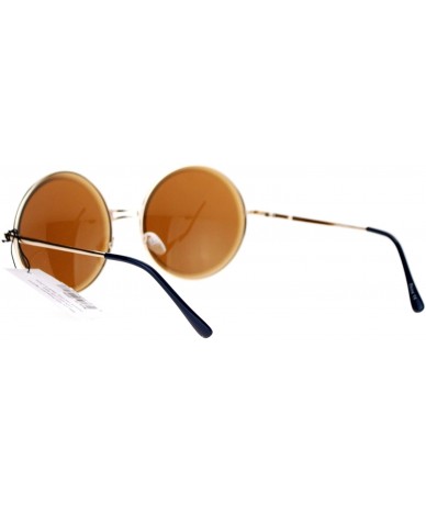 Round Designer Fashion Sunglasses Womens Round Circle Frame Beveled Lens - Gold (Brown) - C61884UORRK $21.90