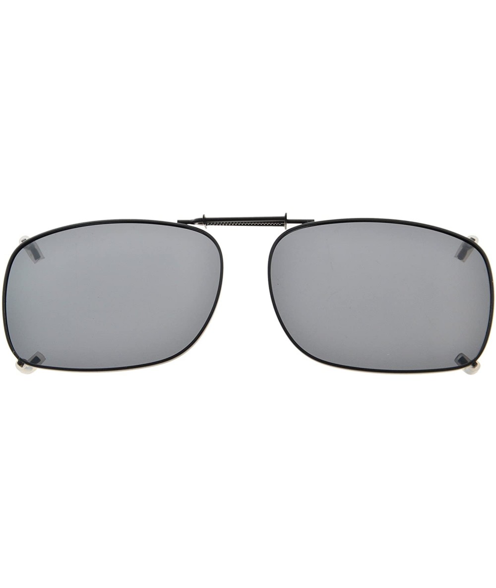 Rectangular Metal Frame Rim Polarized Lens Clip On Sunglasses 2 1/16"x1 3/8" - C75-grey - CR18M5EDWNA $19.98