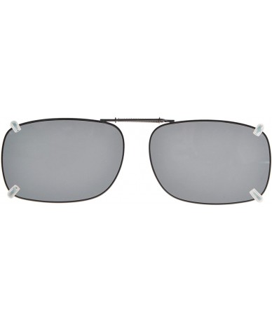 Rectangular Metal Frame Rim Polarized Lens Clip On Sunglasses 2 1/16"x1 3/8" - C75-grey - CR18M5EDWNA $19.98