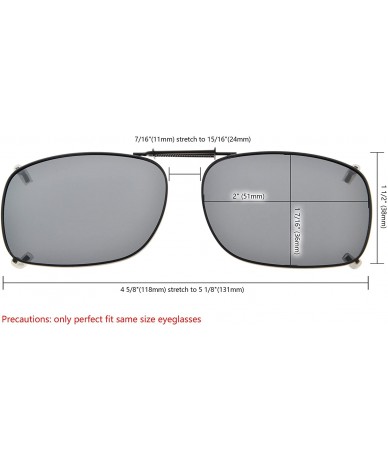 Rectangular Metal Frame Rim Polarized Lens Clip On Sunglasses 2 1/16"x1 3/8" - C75-grey - CR18M5EDWNA $19.98