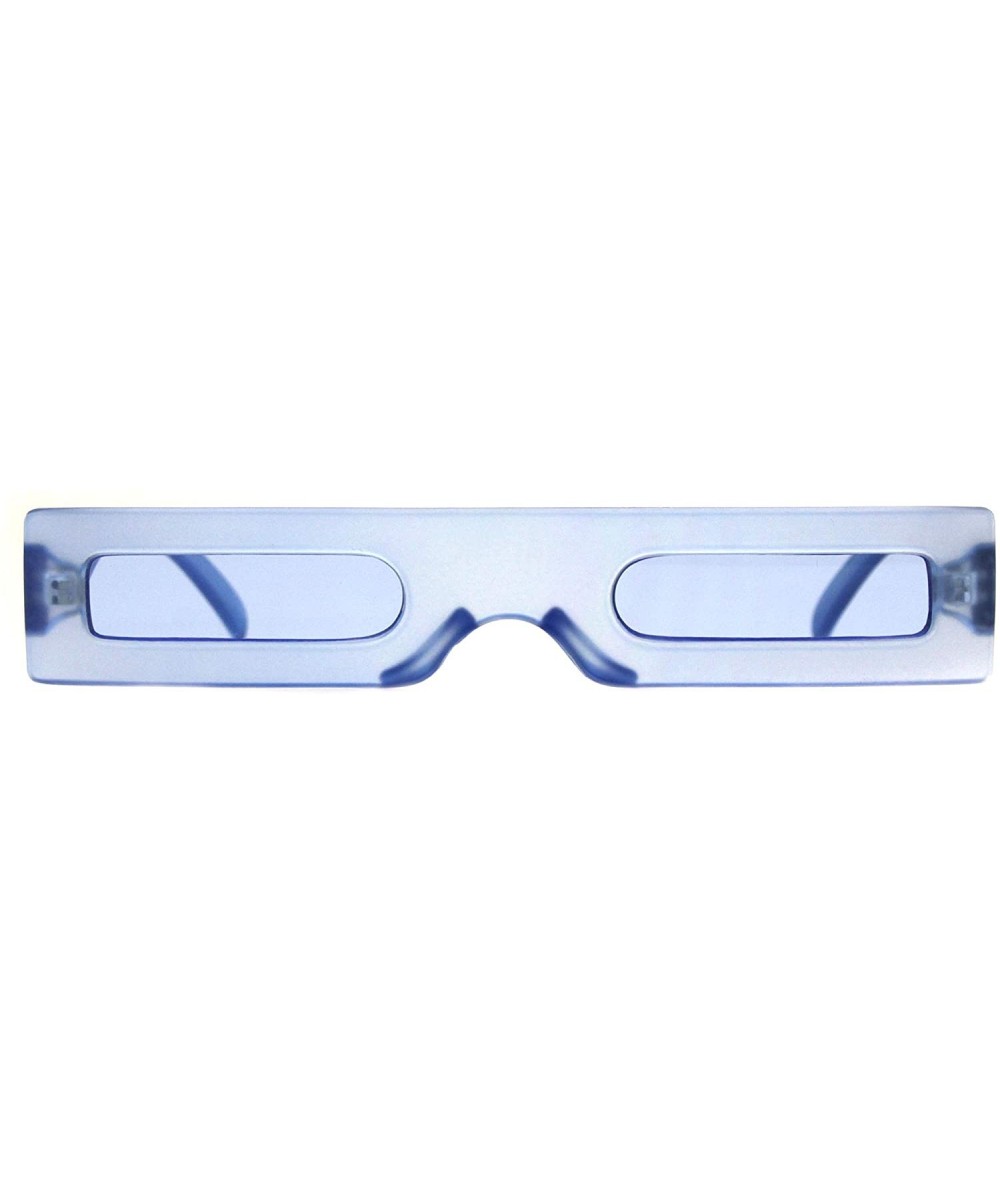 Square Futuristic Pimp Color 80s Robotic Funk Narrow Rectangle Plastic Sunglasses - Blue - CY18HM7S8YO $19.47