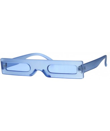 Square Futuristic Pimp Color 80s Robotic Funk Narrow Rectangle Plastic Sunglasses - Blue - CY18HM7S8YO $19.47