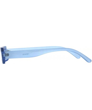 Square Futuristic Pimp Color 80s Robotic Funk Narrow Rectangle Plastic Sunglasses - Blue - CY18HM7S8YO $19.47