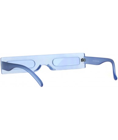 Square Futuristic Pimp Color 80s Robotic Funk Narrow Rectangle Plastic Sunglasses - Blue - CY18HM7S8YO $19.47