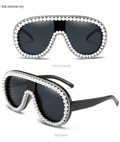 Goggle Oversized Geometric Shine Style Diamond Women Sunglasses - Black - CA18OCTLEHH $39.43