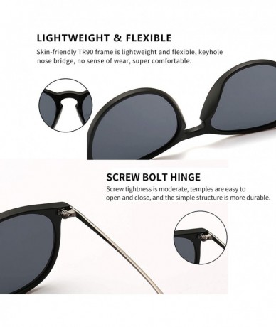 Wayfarer Vintage Round Sunglasses for Women Classic Retro Designer Style - Polarized Grey Lens/Black Frame(matte Finish) - CX...