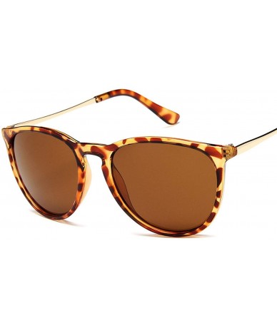 Round Retro Sunglasses Women Men 2020 Er Round Sun Glasses Mirror Lens Man Lady Male Oculos De Sol Eyewear - Leopard - C5198A...