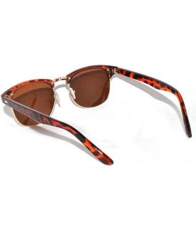 Wayfarer Retro Classic Sunglasses Metal Half Frame With Colored Lens Uv 400 - Leopard-gold Brown - CA11NO6Y60J $17.06