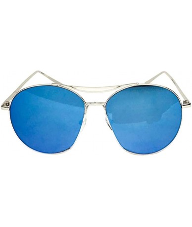 Aviator Aviator Rounded Sunglassses - Blue Lens - Silver Frame - CH18OIDAL2R $19.21