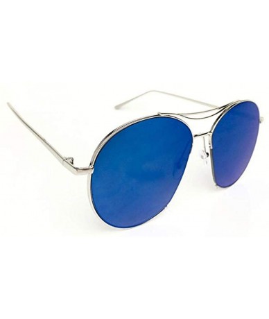 Aviator Aviator Rounded Sunglassses - Blue Lens - Silver Frame - CH18OIDAL2R $19.21