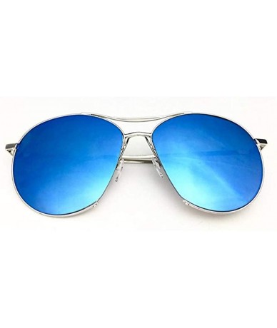 Aviator Aviator Rounded Sunglassses - Blue Lens - Silver Frame - CH18OIDAL2R $19.21