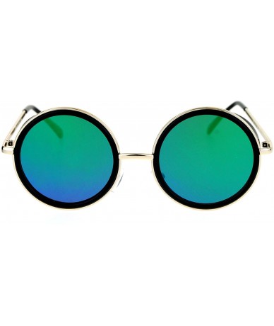 Round Side Visor Hippie Round Circle Lens Sunglasses - Black Teal - CJ12MXABF59 $18.68