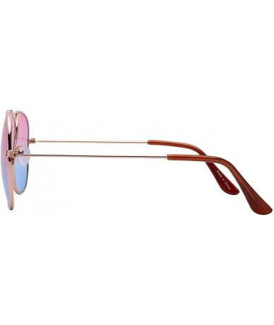 Round 3 Pairs Classic Aviator Sunglasses Two Tone Color Lens Gold Metal Frame - Pink-blue - C418NOXZ783 $18.12