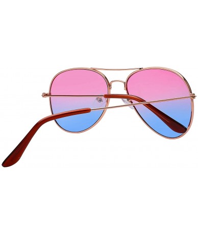 Round 3 Pairs Classic Aviator Sunglasses Two Tone Color Lens Gold Metal Frame - Pink-blue - C418NOXZ783 $18.12