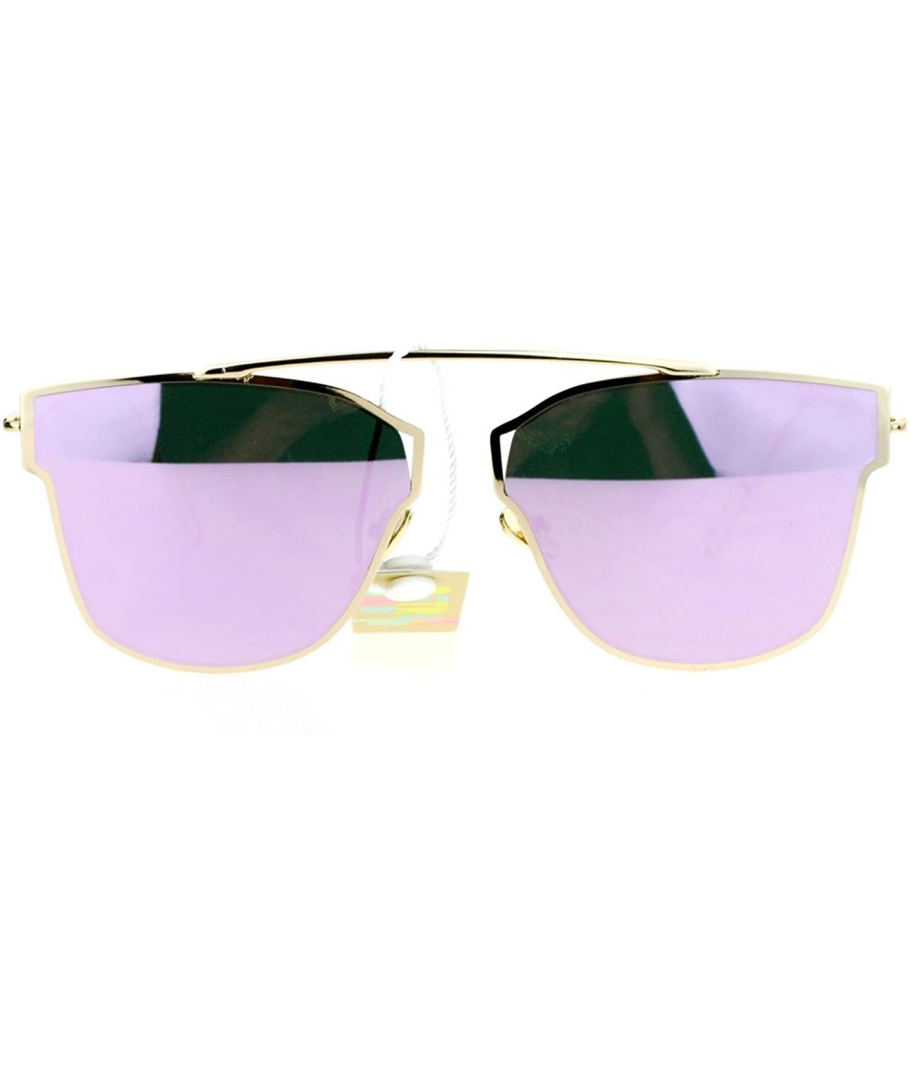 Rimless Ultra Flat Lens Bridgeless Flat Top Bridge Half Horn Rim Sunglasses - Gold Pink - CX12CO4S45J $24.67