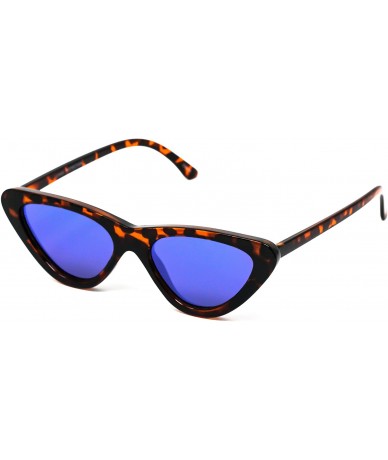 Goggle Cat Eye Sunglasses Clout Goggle Sexy Women Exaggerated Slim Frame Colorful Tinted Lens - Tortoise / Blue Mirror - CZ11...