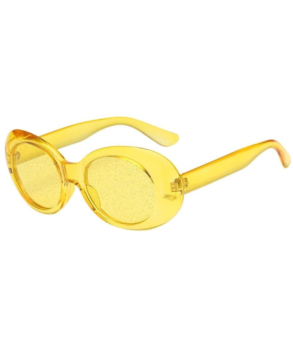 Oval Sequins Sunglasses - Women Man Retro Vintage Oversized Oval Sunglasses Eyewear (C) - C - C718DTHL6WA $14.11