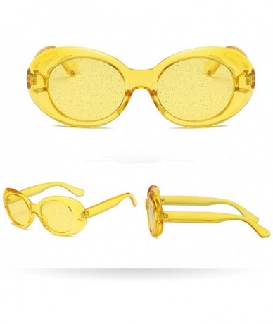 Oval Sequins Sunglasses - Women Man Retro Vintage Oversized Oval Sunglasses Eyewear (C) - C - C718DTHL6WA $14.11