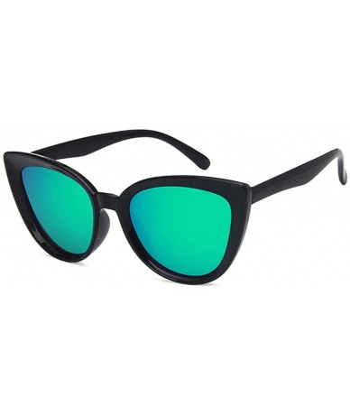 Oval Unisex Sunglasses Retro Bright Black Pink Drive Holiday Oval Non-Polarized UV400 - Bright Black Green - C718RLIYELD $17.06