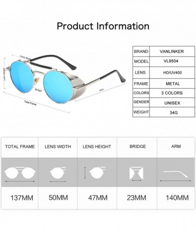 Oval Steampunk Sunglasses for Women Men- Retro Round Unisex Eyewear Glasses UV400 VL9504 - CQ18RT38OC2 $24.56