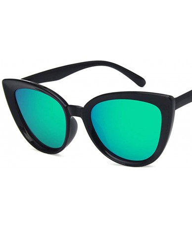 Oval Unisex Sunglasses Retro Bright Black Pink Drive Holiday Oval Non-Polarized UV400 - Bright Black Green - C718RLIYELD $17.06