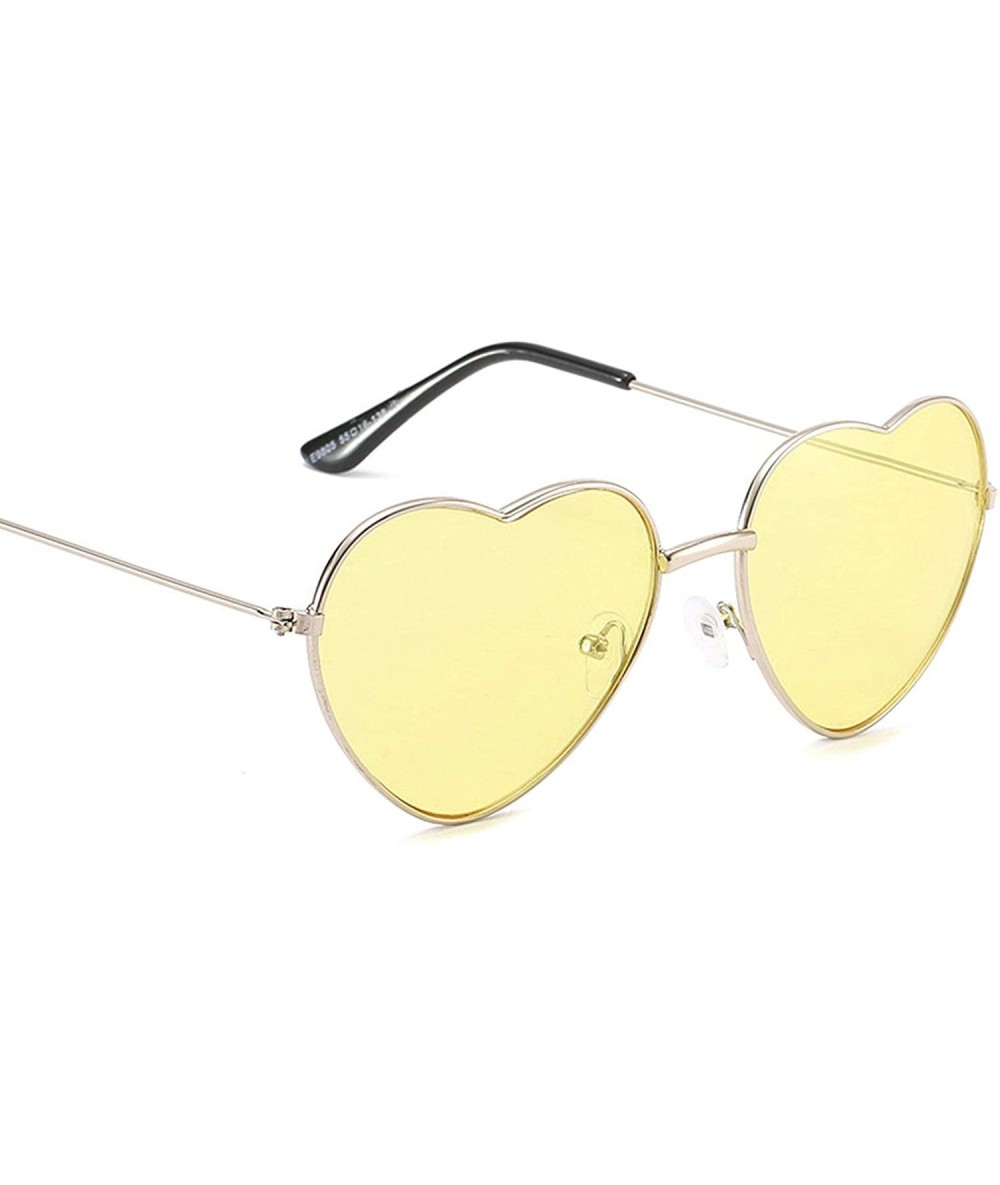 Oversized Classic Retro Designer Style Heart Shape Sunglasses for Women Metal Resin UV 400 Protection Sunglasses - CI18SZUGSI...