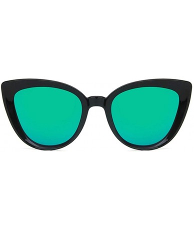 Oval Unisex Sunglasses Retro Bright Black Pink Drive Holiday Oval Non-Polarized UV400 - Bright Black Green - C718RLIYELD $17.06