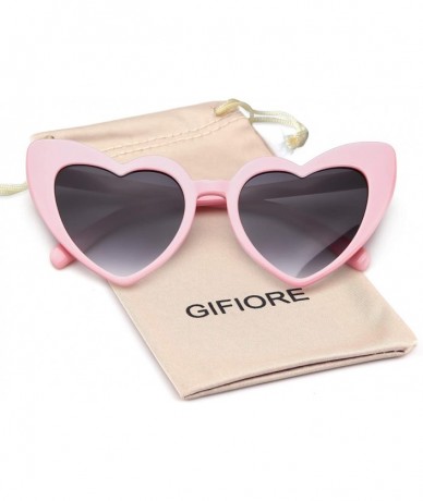 Oversized Clout Goggle Heart Sunglasses Vintage Cat Eye Mod Style Retro Kurt Cobain Glasses - Pink Double Grey - CH188YH3XXC ...