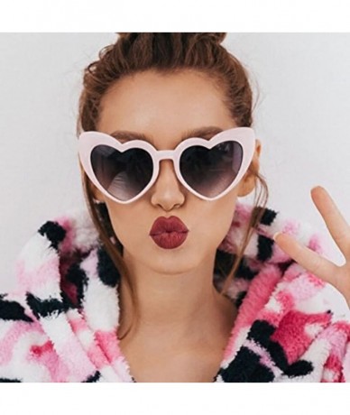 Oversized Clout Goggle Heart Sunglasses Vintage Cat Eye Mod Style Retro Kurt Cobain Glasses - Pink Double Grey - CH188YH3XXC ...