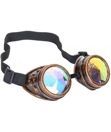 Aviator Kaleidoscope Goggles Sunglasses Cosplay Aviator Steampunk Cyber Ravers - COPPER - C512MYT3X69 $18.67