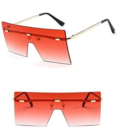 Square Ultralight Square Oversized Sunglasses Classic Fashion Siamese One Piece Glasses Rimless Design for Women Men - CF199H...