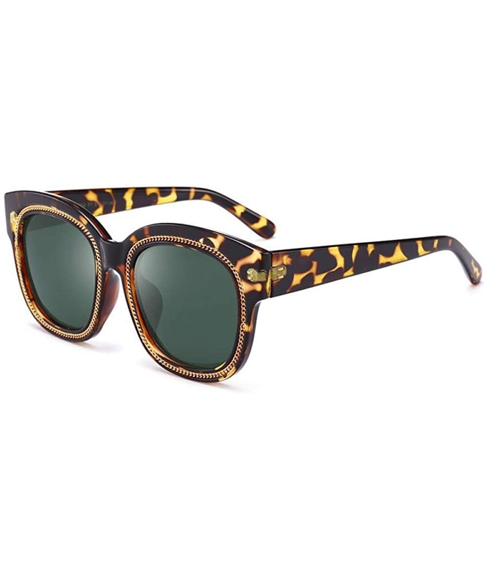 Oversized Cat Eye Chain Polarized Sunglasses Men Women 2019 Fashion Shades C2 Leopard - C2 Leopard - CU18YR2NZ8Q $24.96