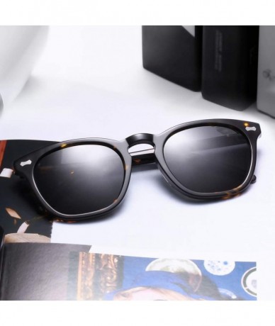 Square Keyhole Vintage Polarized Sunglasses for Women Men UV400 Protection Acetate Frame - Tortoise Frame Grey Lens - CA18DO6...