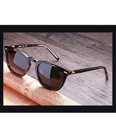 Square Keyhole Vintage Polarized Sunglasses for Women Men UV400 Protection Acetate Frame - Tortoise Frame Grey Lens - CA18DO6...