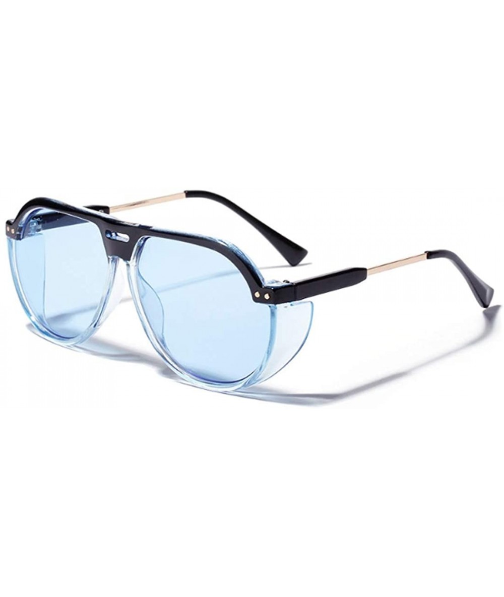 Square Fashion Men's and Women's Resin lens Candy Colors Sunglasses UV400 - Blue - CB18N7DMQUG $18.56