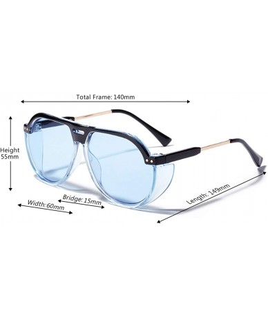 Square Fashion Men's and Women's Resin lens Candy Colors Sunglasses UV400 - Blue - CB18N7DMQUG $18.56