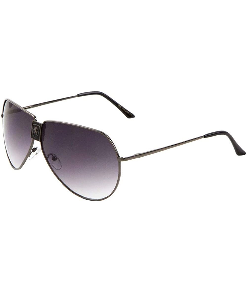 Aviator Geometric Top Round Modern Aviator Sunglasses - Smoke Gunmetal - CT199H2GWZR $35.48