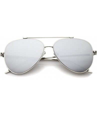 Oversized Mirrored Oversized Aviator Sunglasses for Women with Flat Mirror Lens 58mm - Silver / Silver Mirror - C912EH19H2B $...