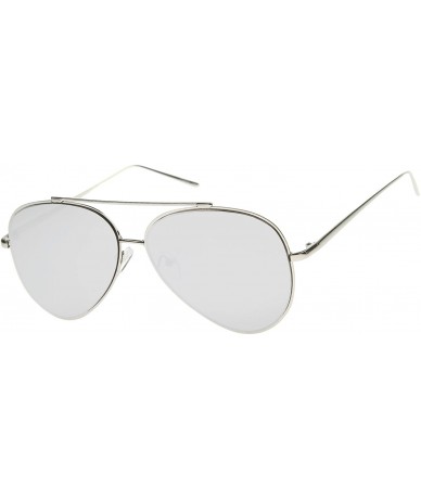 Oversized Mirrored Oversized Aviator Sunglasses for Women with Flat Mirror Lens 58mm - Silver / Silver Mirror - C912EH19H2B $...