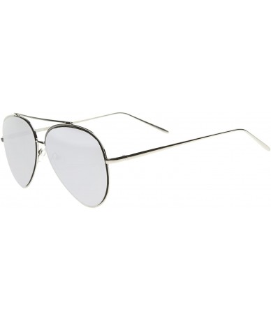 Oversized Mirrored Oversized Aviator Sunglasses for Women with Flat Mirror Lens 58mm - Silver / Silver Mirror - C912EH19H2B $...